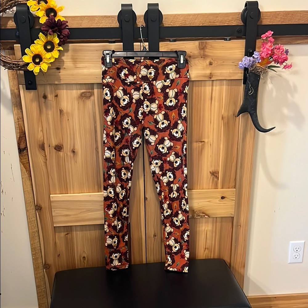 LuLaRoe Animal Patterned Leggings - Brown and Yellow
